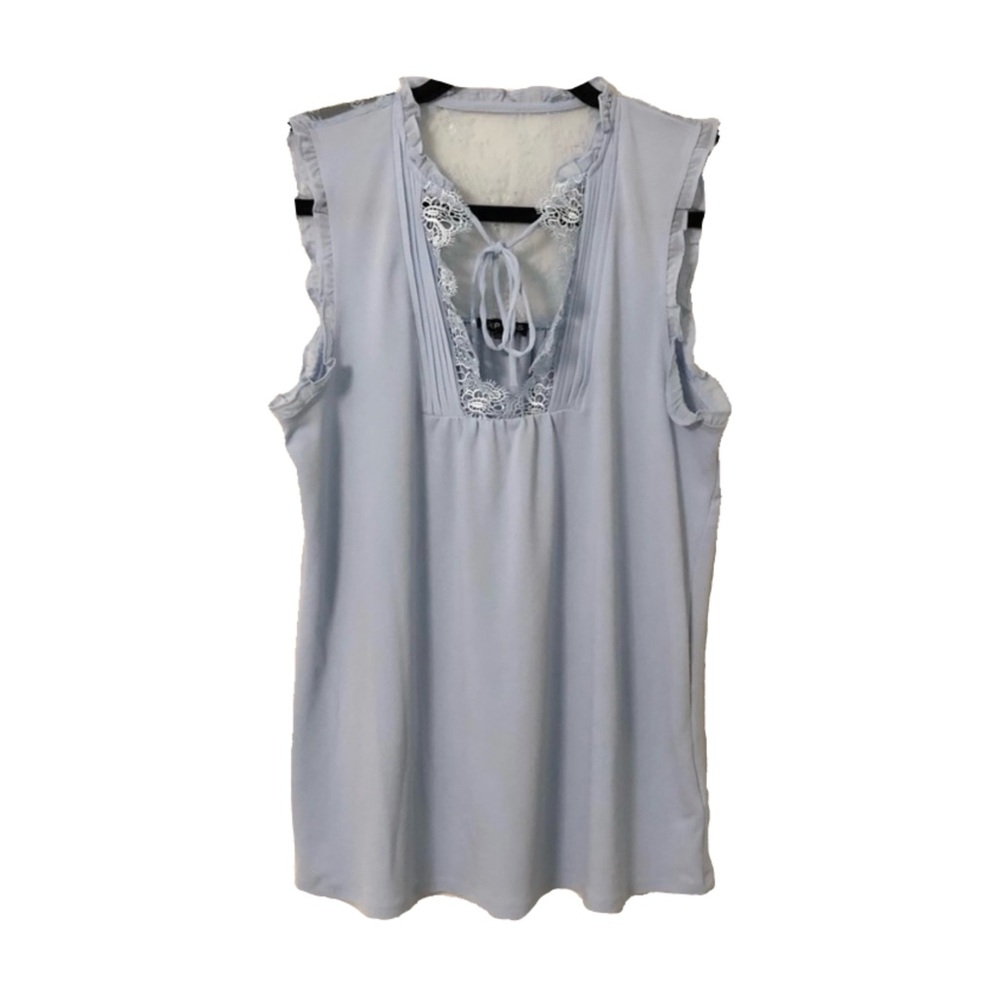 Baby Blue Lace Frill Tank Top